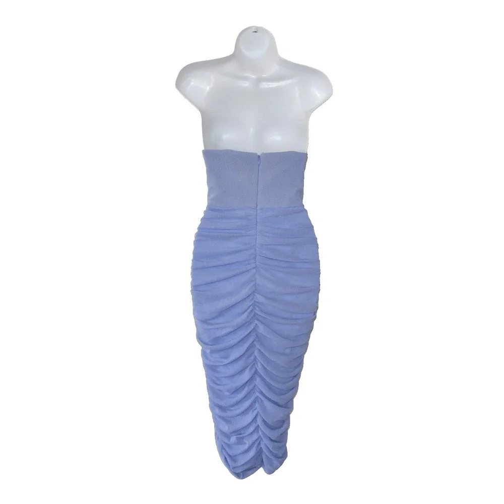 B6 NWT MICHAEL COSTELLO X REVOLVE Periwinkle Blue Ruching Midi Dress Size S